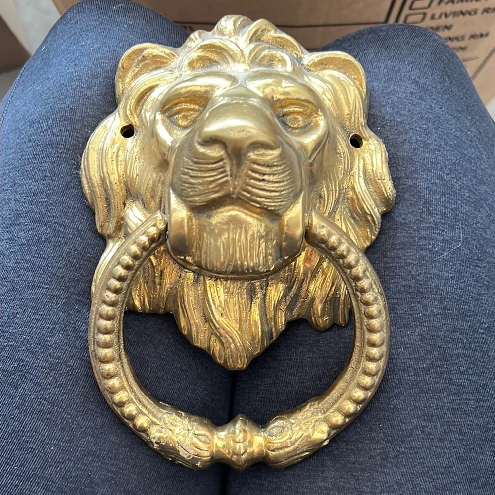 Gold Lion Head Door Knocker